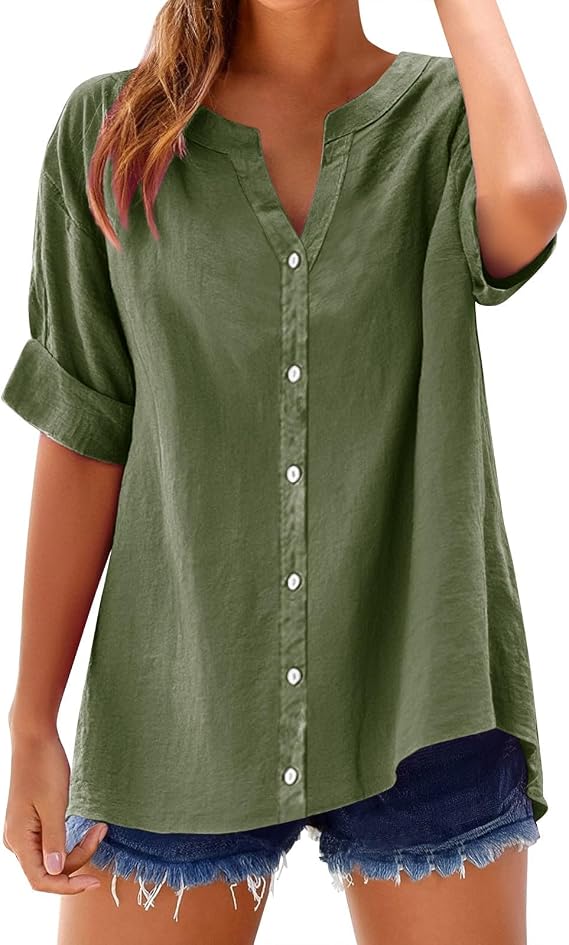 Linen Button Down Shirts for Women