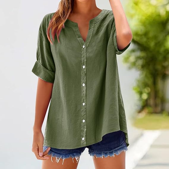 Linen Button Down Shirts for Women