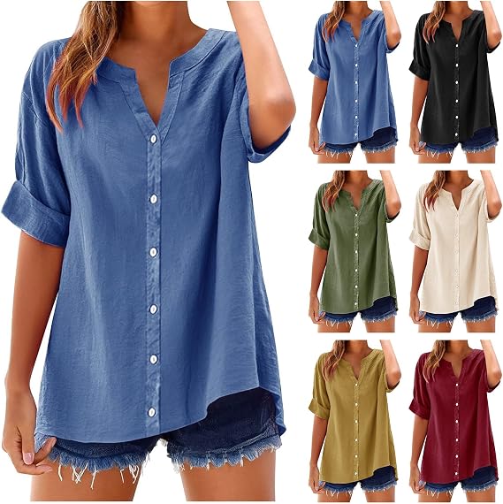 Linen Button Down Shirts for Women