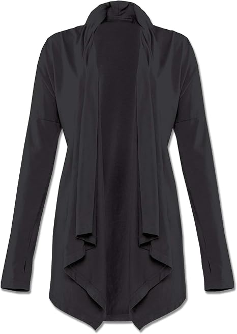 Soul Flower Women's Organic Cotton Jersey Open Front Drape Cardigan