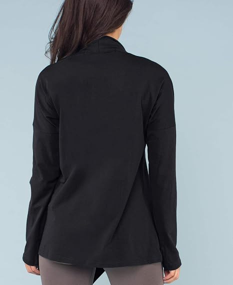 Soul Flower Women's Organic Cotton Jersey Open Front Drape Cardigan
