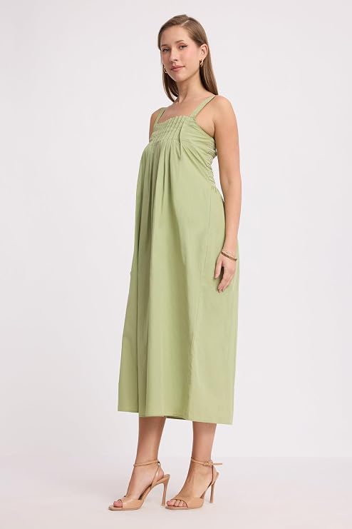 VIRGIO Light Green Sleeveless Midi Dress