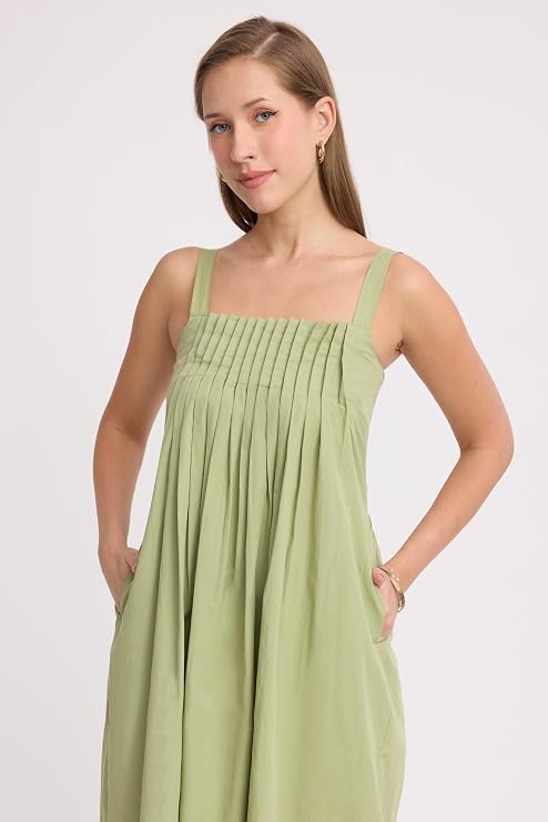 VIRGIO Light Green Sleeveless Midi Dress