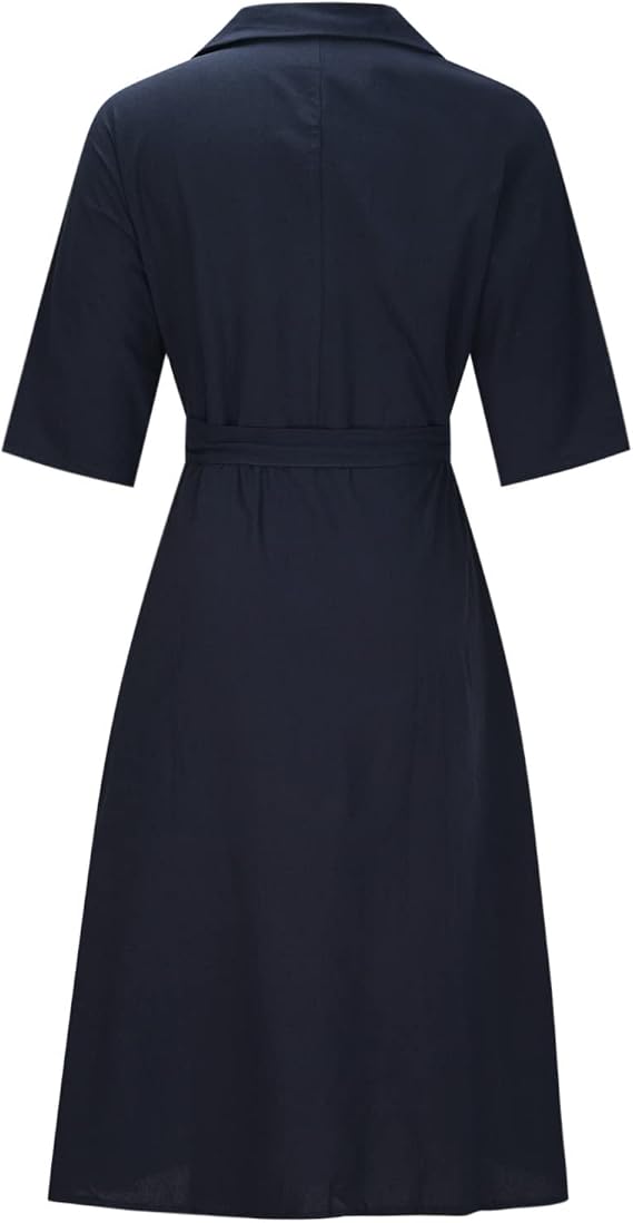 Women's Cotton Linen Wrap Dress